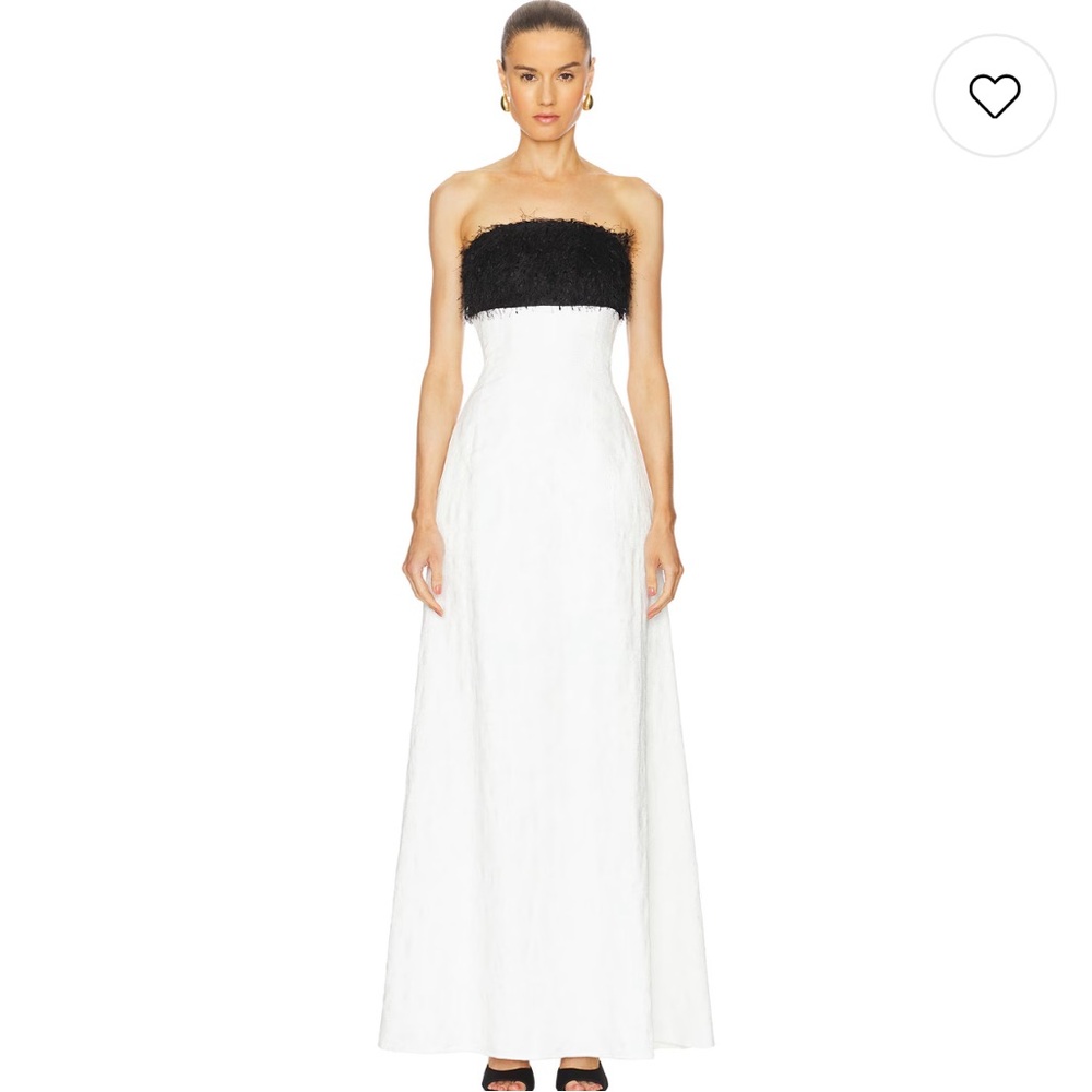 Anna Quan Strapless Quilla Dress in Black and White Jacquard